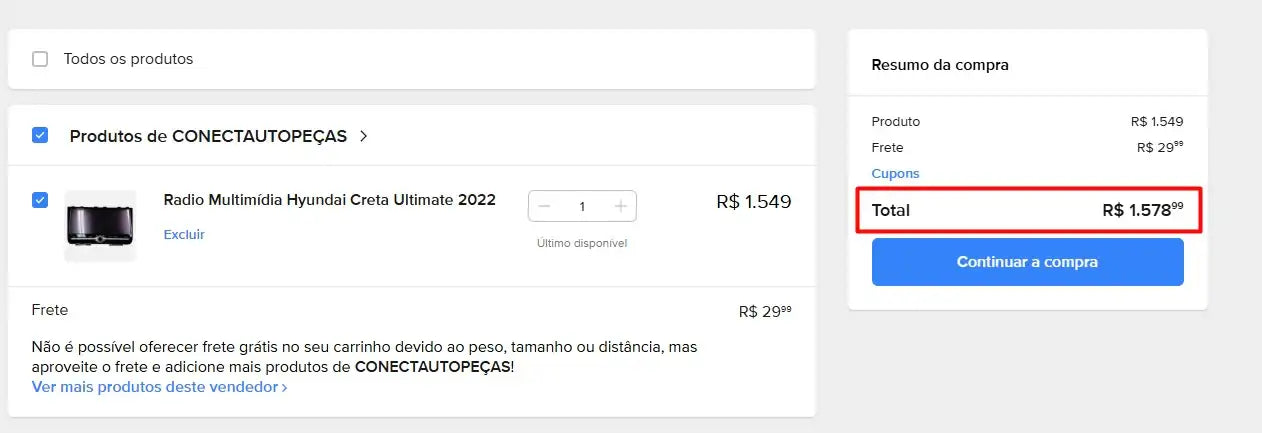 Personal Shopper | Kaufen aus Brasilien - Radio Multimídia Hyundai Creta Ultimate 2022 (Gebraucht) -(DDP)