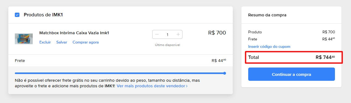 Personal Shopper | Comprar desde Brasil - Matchbox Inbrima Caixa Vazia Imk1 (Usado) - 1 artículo - DDP