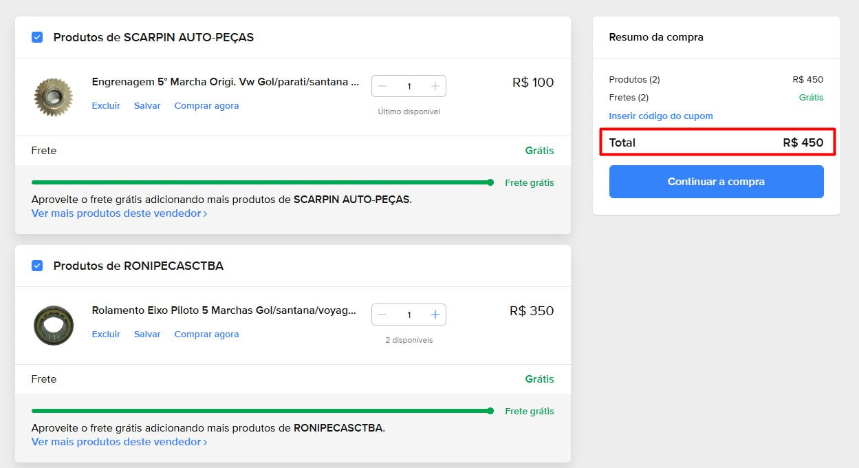 Personal Shopper | Acquista dal Brasile - RICAMBI AUTO - 2 articoli (DDP)