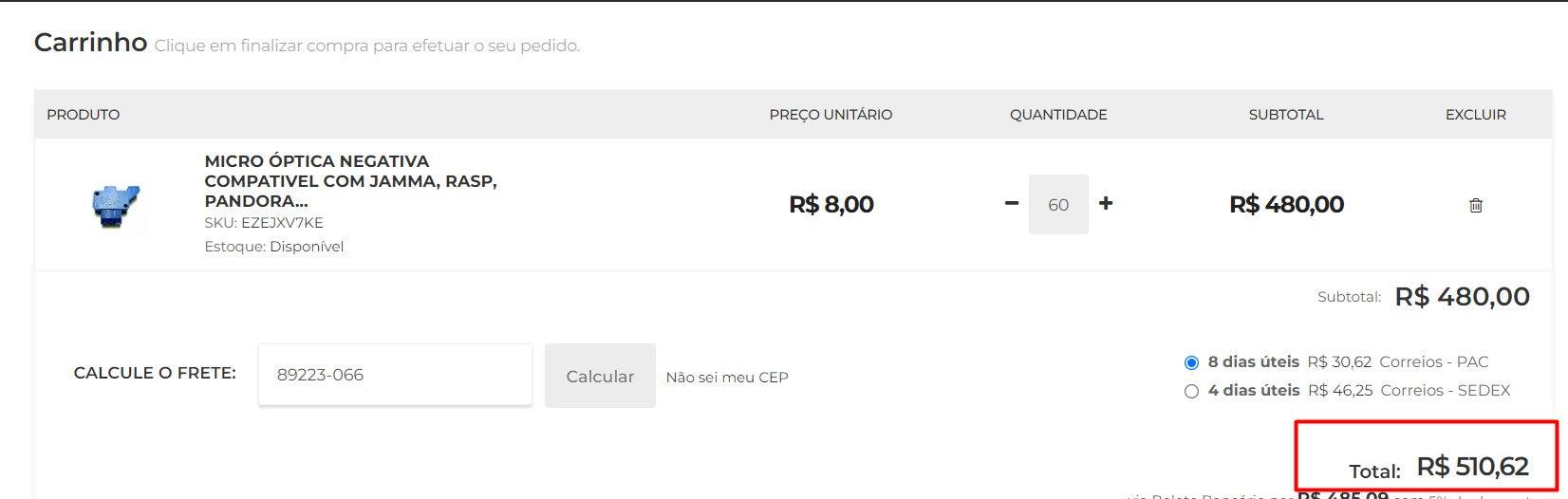 Personal Shopper | Buy from Brazil -MICRO ÓPTICA NEGATIVA COMPATIVEL COM JAMMA, RASP, PANDORA... - 60 items (DDP)