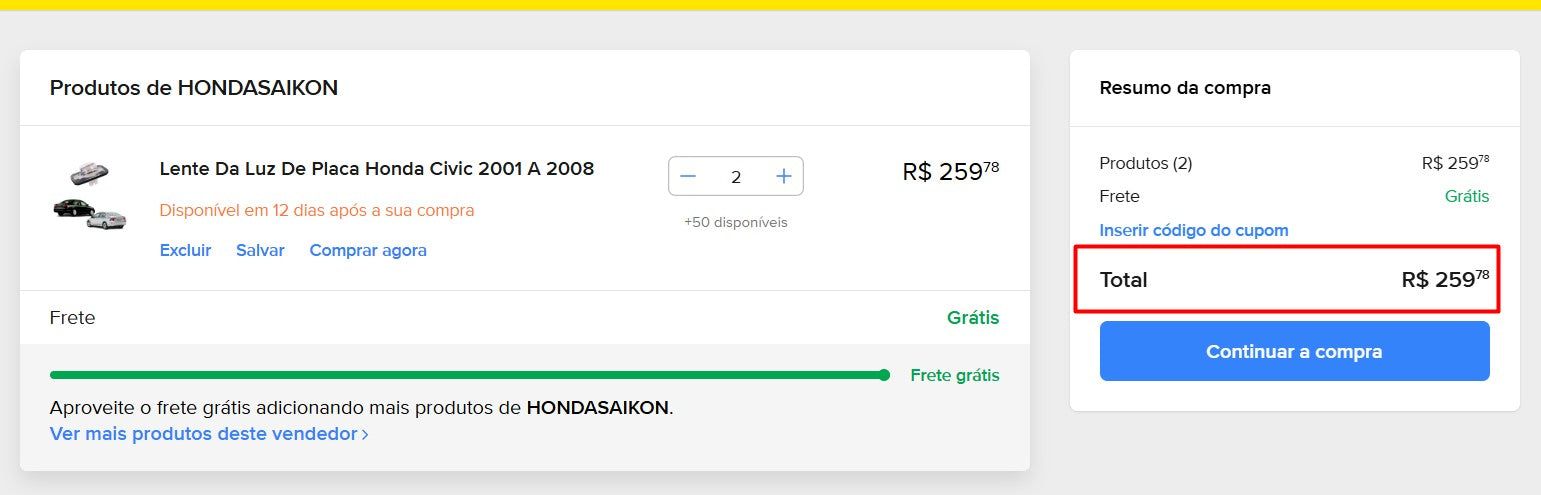 Personal Shopper | Buy from Brazil -Lente Da Luz De Placa Honda Civic 2001 A 2008 - 2 items (DDP)