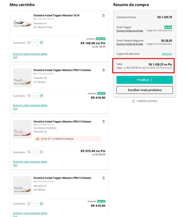 Personal Shopper | Comprar desde Brasil - Chuteira Futsal Topper - 4 pares - (DDP)