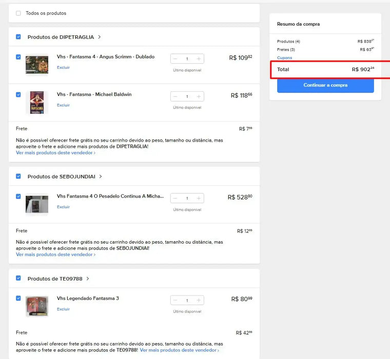 Personal Shopper | Kaufen aus Brasilien - VHS FANTASMA - 5 Einheit (DDP)