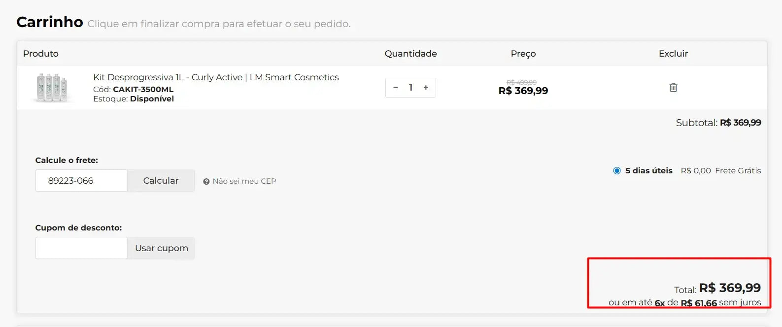 Personal Shopper | Kaufen Sie aus Brasilien -Kit Desprogressiva 1L - Curly Active | LM Smart Cosmetics - 1 Kit (DDP)