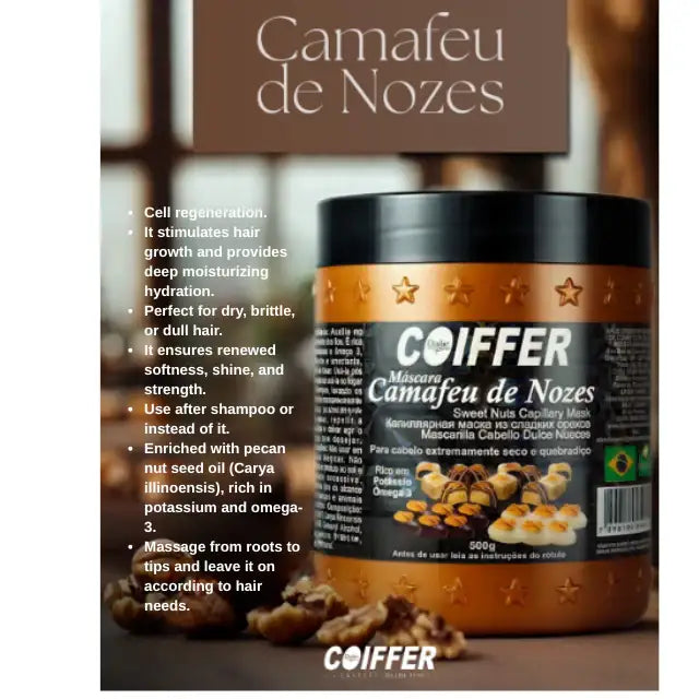 Coiffer Hair Fortifying Mask with natural Pecan Nut oil, enhancing strength and protecting from damage – Buy now at MKPBR.COM – Worldwide Shipping.