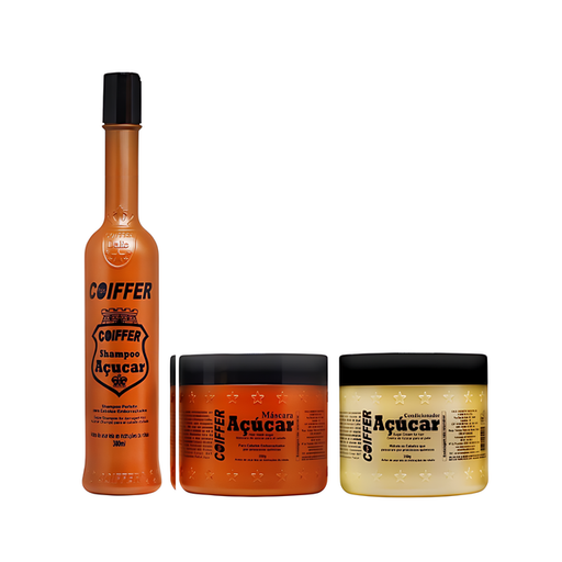Coiffer Sugar Hair Recovery Kit (3-piece) with shampoo, conditioner, and mask for elastic, over-processed hair – Buy now at MKPBR.COM – Worldwide Shipping
