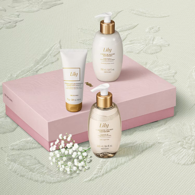 Boticário Lily Luxury Body Care Gift Set – 3-Step Satin Skin