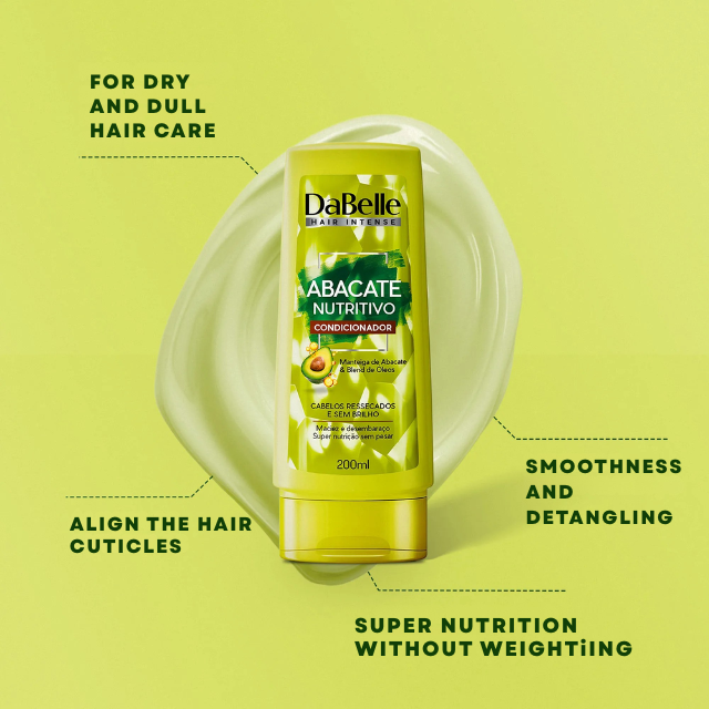 DaBelle Avocado Nutrition Shampoo + Conditioner Kit for Dry Hair, Hydration & Shine – 15.21 oz (450 ml) conditioner highlighting smoothness and detangling with lightweight nutrition – Buy now at MKPBR.COM – Worldwide Shipping