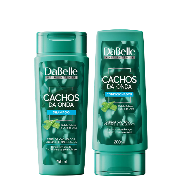 DaBelle Cachos da Onda Shampoo & Conditioner Kit for Curly & Wavy Hair, Definition & Hydration – 18.59 fl oz (550 ml) front view of duo bottles – Buy now at MKPBR.COM – Worldwide Shipping