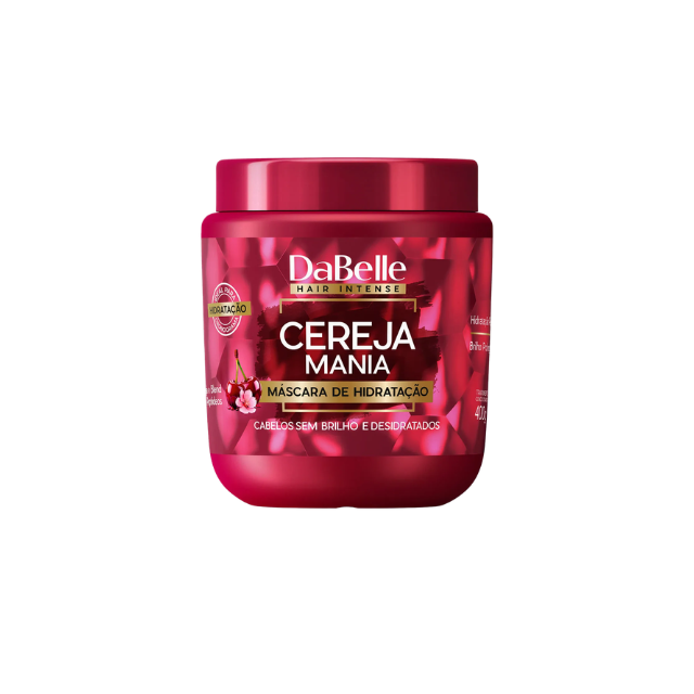 DaBelle Cereja Mania Hydration Hair Mask for Deep Moisture, Peptide Shield & Shine – 14.11 oz (400 g) front packshot of mask jar – Buy now at MKPBR.COM – Worldwide Shipping