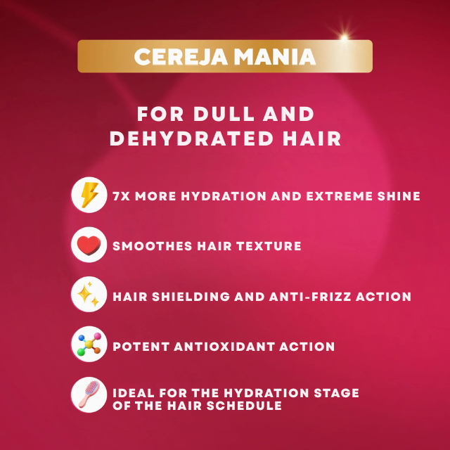  DaBelle Cereja Mania Oil-in-Cream Leave-In with Thermal Protection, UV Filter & Peptide Shield – 6.42 oz (190 ml) ideal for Brazilian Blowout aftercare and shine – Buy now at MKPBR.COM – Worldwide Shipping