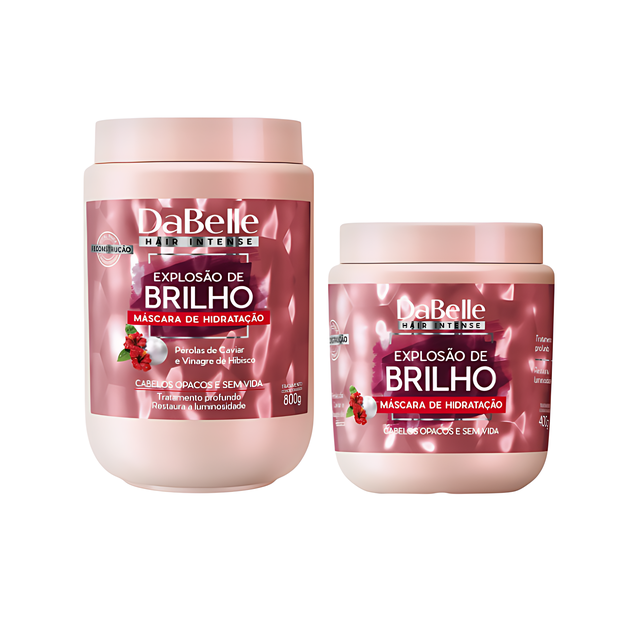 DaBelle Explosão de Brilho Hair Mask for Dull Hair, Deep Treatment & Mirror Shine – 28.22 oz (800 g) or 14.11 oz (400 g) size options for home and salon use – Buy now at MKPBR.COM – Worldwide Shipping