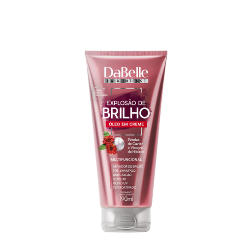 DaBelle Explosão de Brilho Oil in Cream for Mirror Shine, pH Balancing & Heat/UV Protection – 6.42 oz (190 ml) front packshot – Buy now at MKPBR.COM – Worldwide Shipping