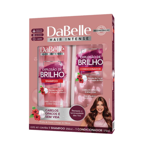  DaBelle Explosão de Brilho Shampoo + Conditioner Kit for Dull Hair, Cuticle Sealing & Mirror Shine – 14.37 fl oz (425 ml) front view of duo bottles – Buy now at MKPBR.COM – Worldwide Shipping