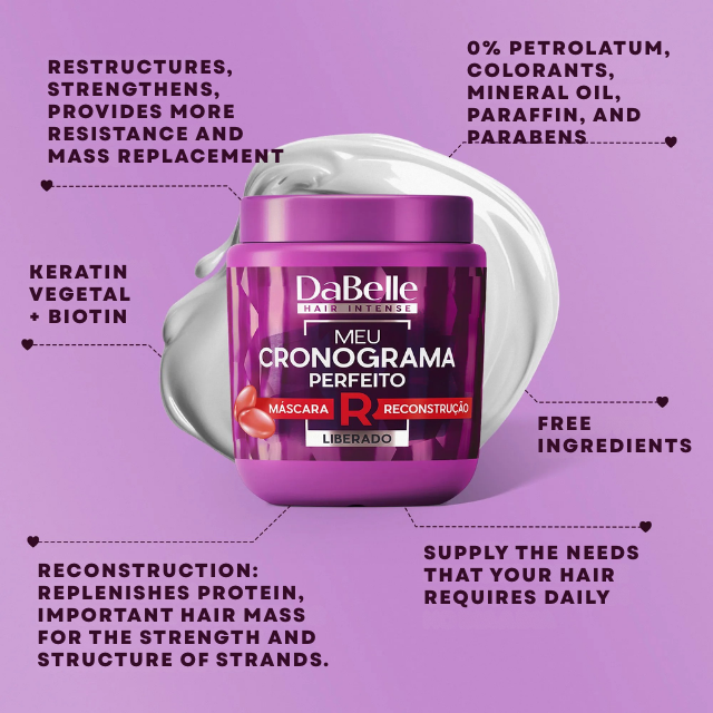 DaBelle Meu Cronograma Perfeito 3-Mask Kit for Hydration, Nutrition & Reconstruction – 42.33 oz (1200 g) ideal for dry, damaged, and porous hair types – Buy now at MKPBR.COM – Worldwide Shipping