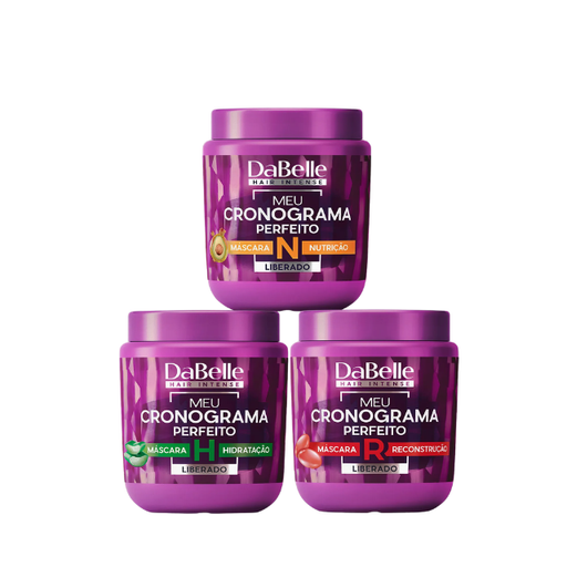 DaBelle Meu Cronograma Perfeito 3-Mask Kit for Hydration, Nutrition & Reconstruction – 42.33 oz (1200 g) front view of the complete 3-mask kit – Buy now at MKPBR.COM – Worldwide Shipping