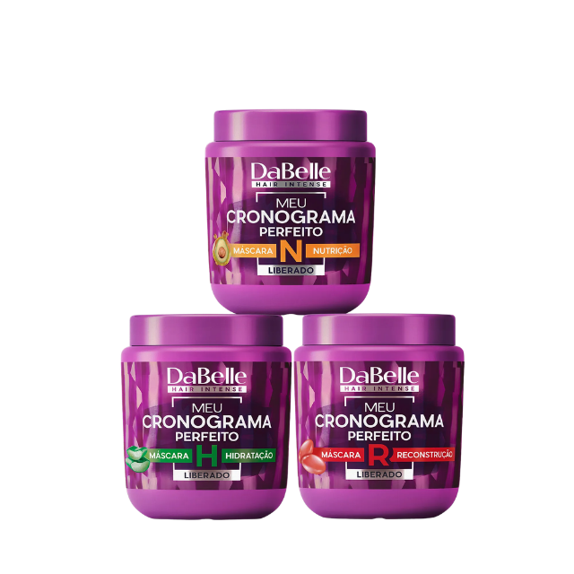 DaBelle Meu Cronograma Perfeito 3-Mask Kit for Hydration, Nutrition & Reconstruction – 42.33 oz (1200 g) front view of the complete 3-mask kit – Buy now at MKPBR.COM – Worldwide Shipping