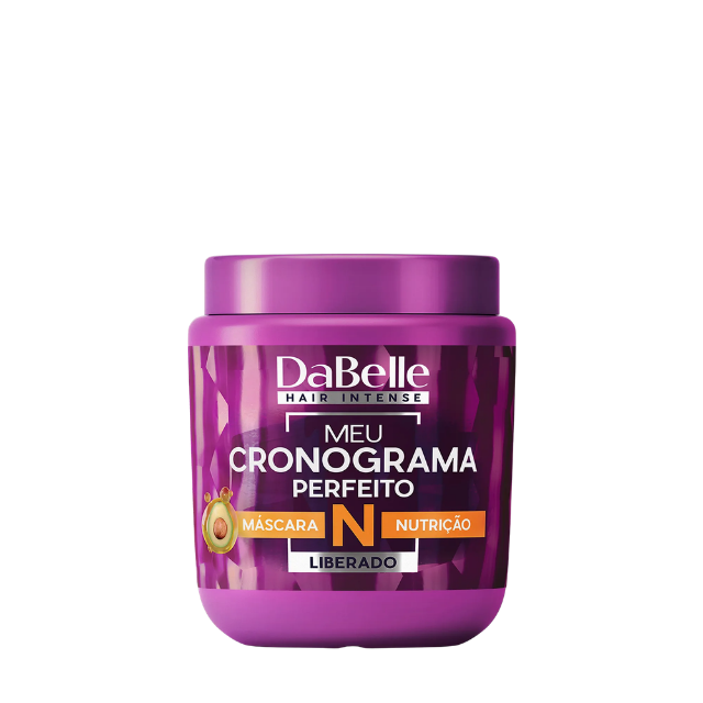 DaBelle Meu Cronograma Perfeito 3-Mask Kit for Hydration, Nutrition & Reconstruction – 42.33 oz (1200 g) close-up of the Nutrition (N) Mask with Avocado Butter – Buy now at MKPBR.COM – Worldwide Shipping