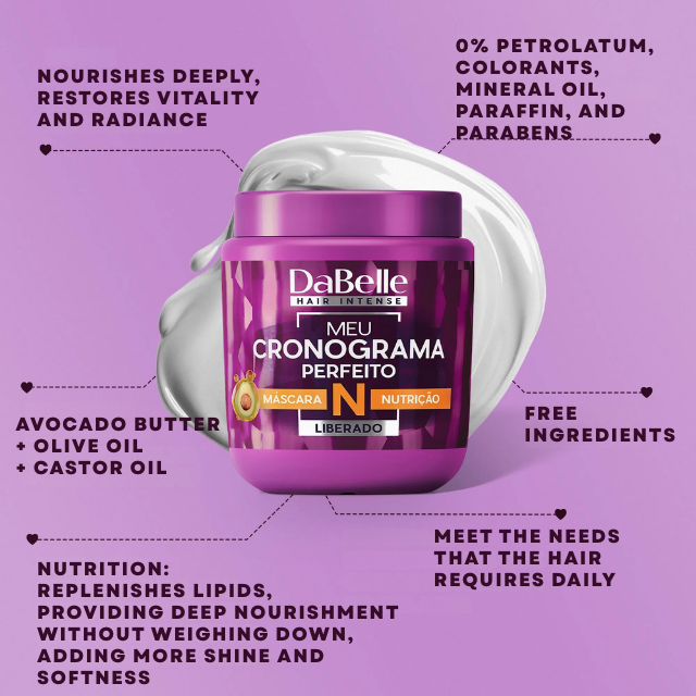 DaBelle Meu Cronograma Perfeito 3-Mask Kit for Hydration, Nutrition & Reconstruction – 42.33 oz (1200 g) for a complete weekly hair wellness ritual – Buy now at MKPBR.COM – Worldwide Shipping
