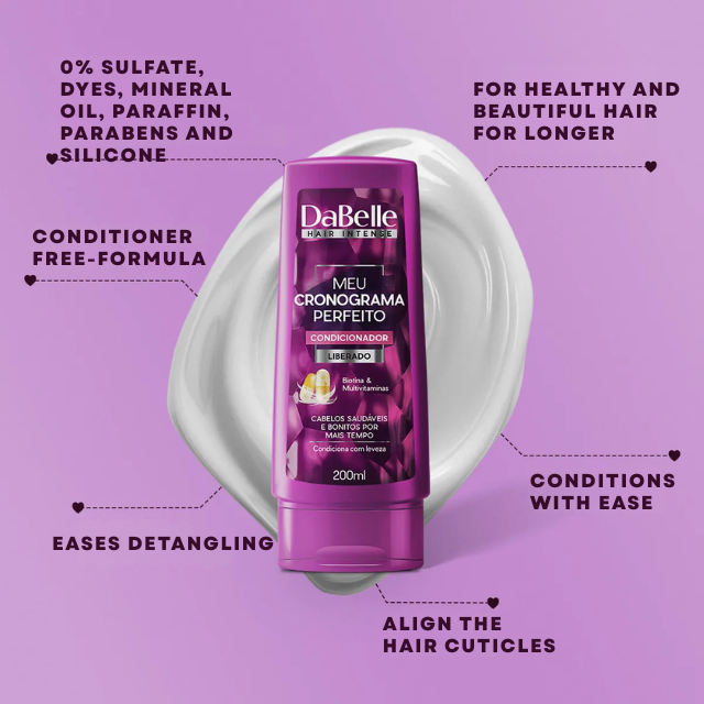 DaBelle Meu Cronograma Perfeito Shampoo + Conditioner Kit, Transparent Shampoo for Balanced Cleansing & Lightweight Conditioning – 14.37 fl oz (425 ml) conditioner 5.92 fl oz (175 ml) packshot – Buy now at MKPBR.COM – Worldwide Shipping