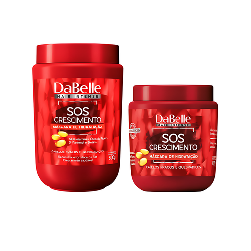 DaBelle SOS Crescimento Hair Mask for Weak & Brittle Hair, Strengthening + Healthy Growth Support – 28.22 oz (800 g) or 14.11 oz (400 g) size options for home and salon use – Buy now at MKPBR.COM – Worldwide Shipping