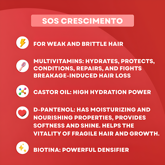 DaBelle SOS Crescimento for Weak & Brittle Hair, Strengthening + Healthy Growth Support – Brazilian weekly anti-breakage ritual for stronger hair – Buy now at MKPBR.COM – Worldwide Shipping