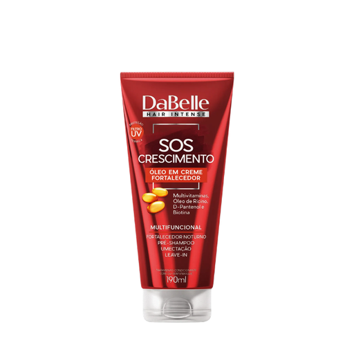 DaBelle SOS Crescimento Oil in Cream for Anti-Breakage Strength, Healthy Growth Support & Heat/UV Protection – 6.42 oz (190 ml) front packshot – Buy now at MKPBR.COM – Worldwide Shipping