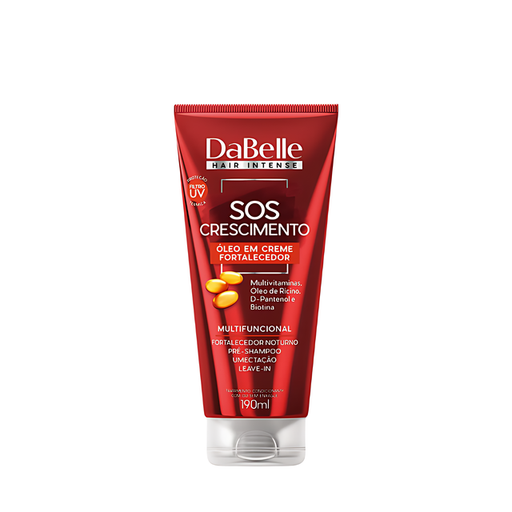 DaBelle SOS Crescimento Oil in Cream for Anti-Breakage Strength, Healthy Growth Support & Heat/UV Protection – 6.42 oz (190 ml) front packshot – Buy now at MKPBR.COM – Worldwide Shipping