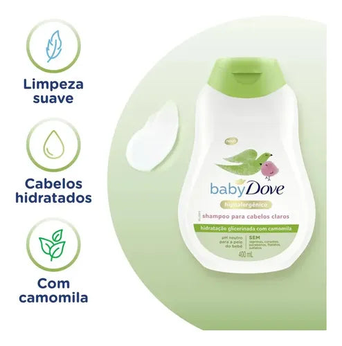 Dove Baby Dove Shampoo for Light Hair 400ml benefits infographic – Buy now at MKPBR.COM – Worldwide Shipping