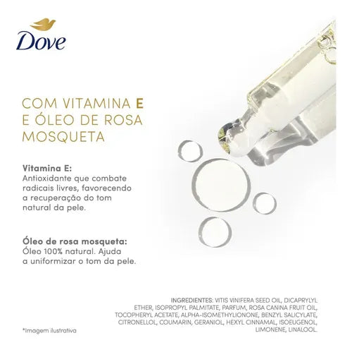Dove Even Tone Body Oil 150ml ingredients panel – Buy now at MKPBR.COM – Worldwide Shipping