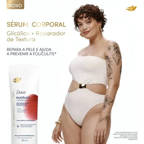 Dove Glycolic + Texture Repair Body Serum 180 ml benefits infographic – Buy now at MKPBR.COM – Worldwide Shipping