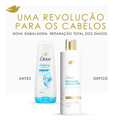 Dove Hydration + Hyaluron-VIT Conditioner 370ml Before and after packaging – Buy now at MKPBR.COM – Worldwide Shipping