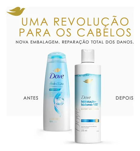 Dove Hydration + Hyaluron-VIT Shampoo 370 ml Before and after packaging – Buy now at MKPBR.COM – Worldwide Shipping