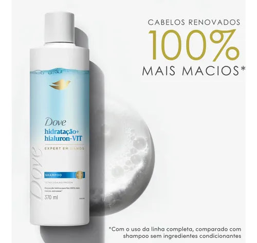 Dove Hydration + Hyaluron-VIT Shampoo 370 ml Benefits infographic – Buy now at MKPBR.COM – Worldwide Shipping