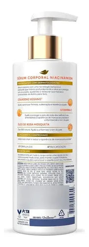 Dove Niacinamide Body Serum 380 ml back label with ingredient list and directions – Buy now at MKPBR.COM – Worldwide Shipping