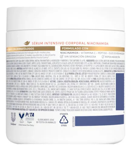 Dove Niacinamide Body Serum 450 ml back label – Buy now at MKPBR.COM – Worldwide Shipping