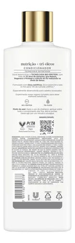 Dove Nutrition + Tri-Oils Conditioner 370ml back label – Buy now at MKPBR.COM – Worldwide Shipping
