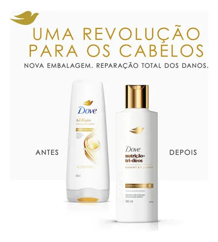 Dove Nutrition + Tri-Oils Conditioner 370ml before and after packaging – Buy now at MKPBR.COM – Worldwide Shipping