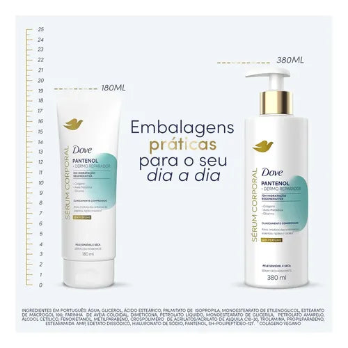 Dove Pantenol + Dermo-Repair Body Serum 180 ml ingredients panel – Buy now at MKPBR.COM – Worldwide Shipping