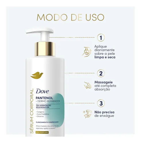 Dove Pantenol + Dermo-Repair Body Serum 380 ml ingredients panel – Buy now at MKPBR.COM – Worldwide Shipping