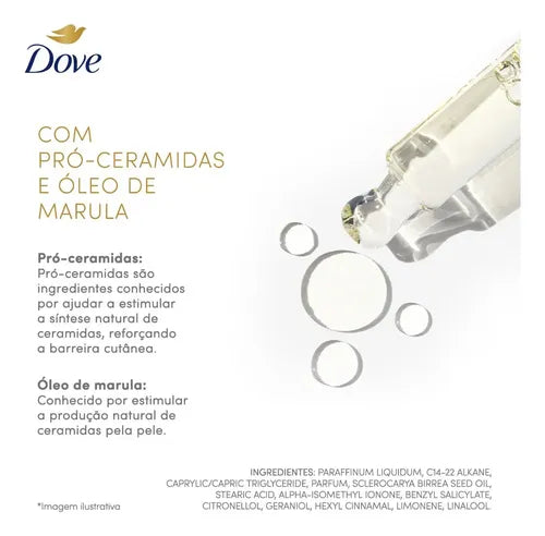 Dove Pro-Ceramide Body Oil 150ml ingredients panel – Buy now at MKPBR.COM – Worldwide Shipping