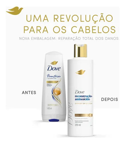 Dove Reconstruction + Amino Acid Conditioner 370 ml Before after packaging – Buy now at MKPBR.COM – Worldwide Shipping