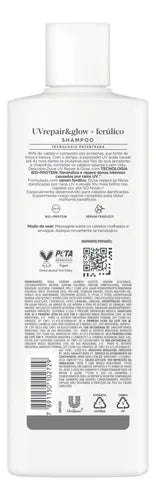 Dove UV Repair & Glow + Ferulico Shampoo 370 ml back label – Buy now at MKPBR.COM – Worldwide Shipping