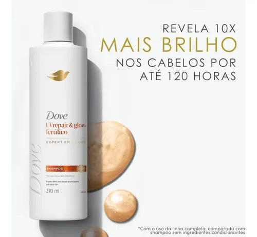 Dove UV Repair & Glow + Ferulico Shampoo 370 ml ingredients panel – Buy now at MKPBR.COM – Worldwide Shipping