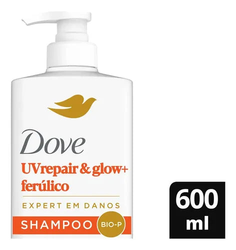 Dove UV Repair & Glow + Ferulico Shampoo 600 ml angle view – Buy now at MKPBR.COM – Worldwide Shipping