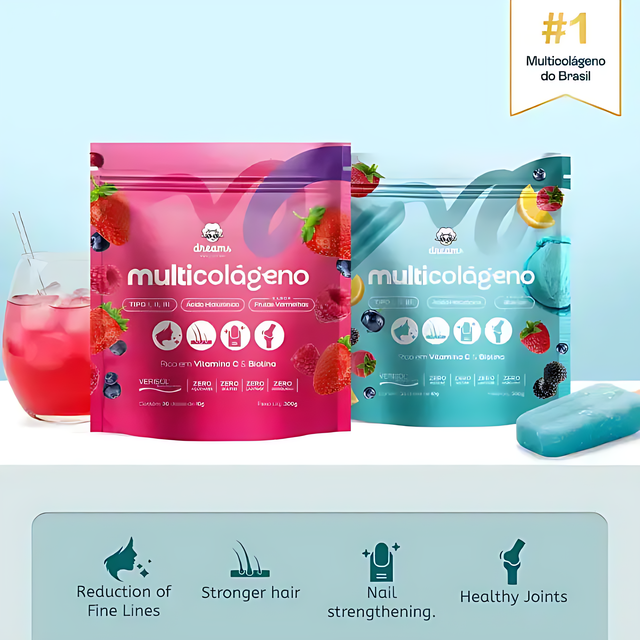 Dreams Nutrition Dual Flavor Collagen Pack with Verisol and Hyaluronic Acid for comprehensive wellness – Buy now at MKPBR.COM – Worldwide Shipping