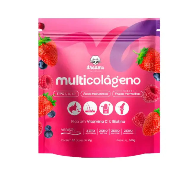 Dreams Nutrition Multicolágeno Powder Radiance Elixir Red Berries for youthful skin and strong hair – Buy now at MKPBR.COM – Worldwide Shipping