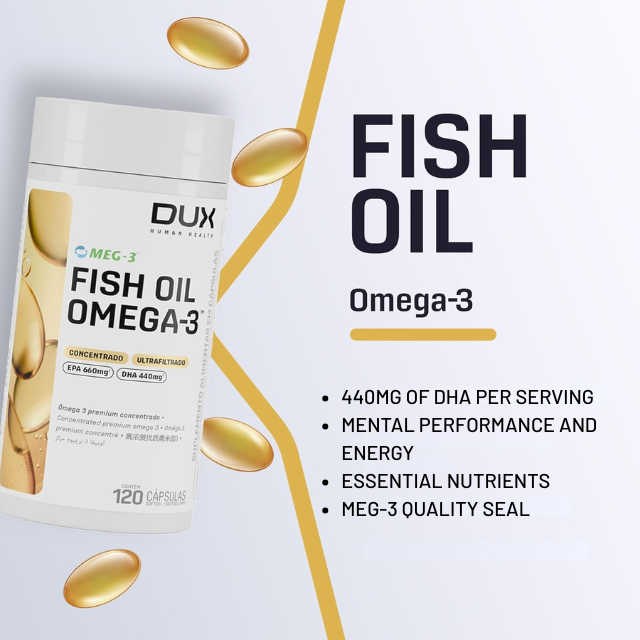 Dux Fish Oil Omega-3 120 Caps MEG-3 Certified Purity – Buy now at MKPBR.COM – Worldwide Shipping