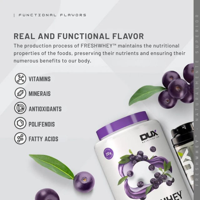 Dux FreshWhey Natural Whey Protein 900g Açaí Flavor Brazilian Specialty – Buy now at MKPBR.COM – Worldwide Shipping