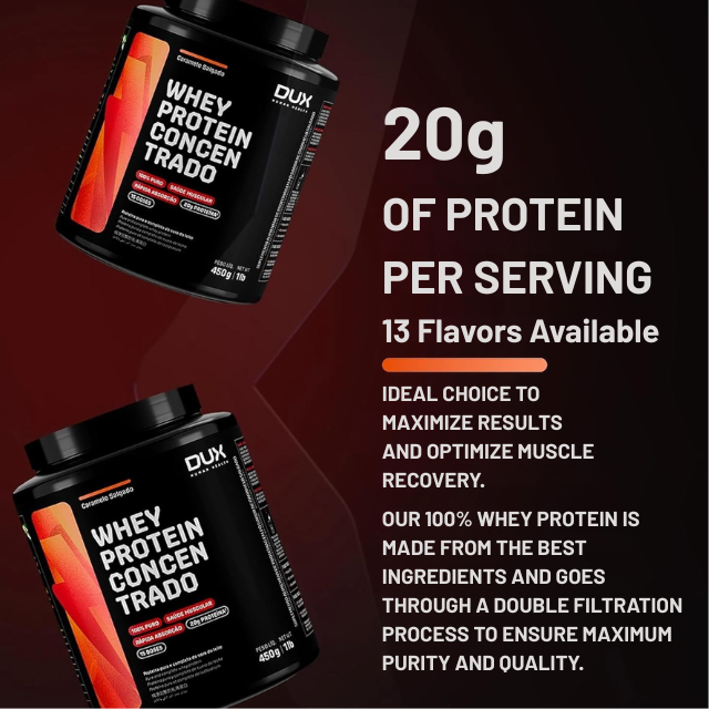 Dux Whey Protein Concentrate 13 Flavors Variety Premium Nutrition Supplement – Buy now at MKPBR.COM – Worldwide Shipping